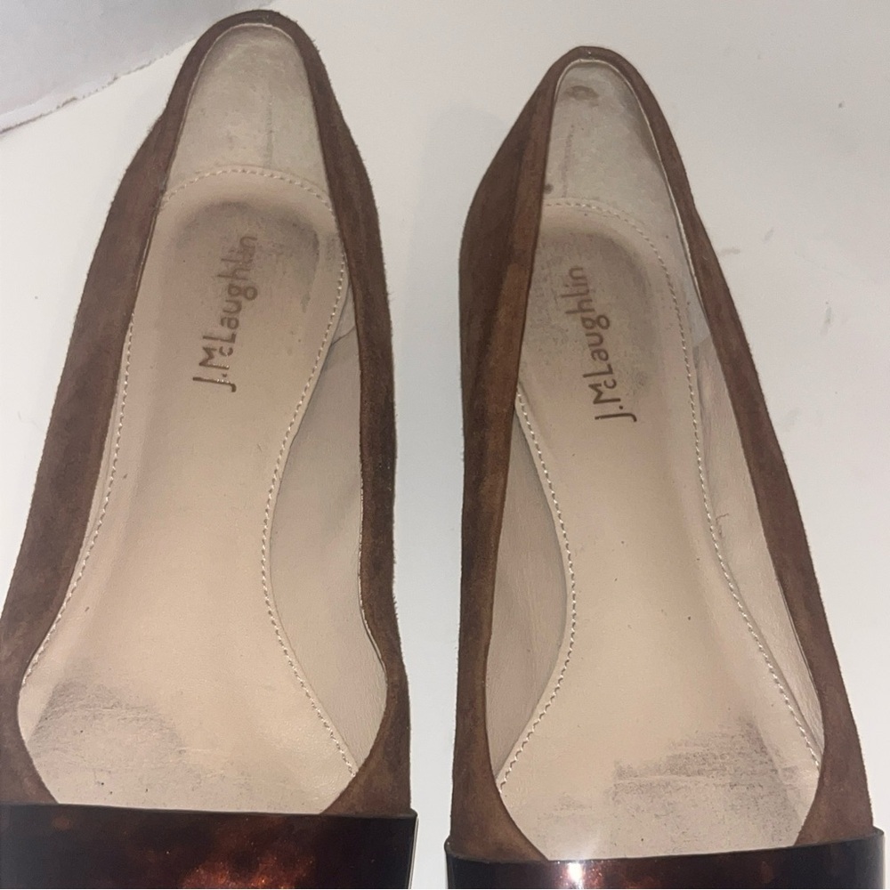 J McLaughlin Mallory brown Tortoise Suede Pointed Toe Flats Size 8.5 - Picture 4 of 11